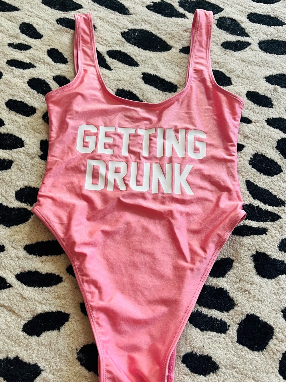 PINK GETTING DRUNK ONE PIECE SWIMSUIT BRIDAL PARTY FUN